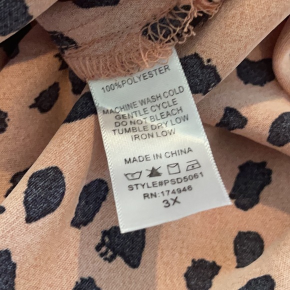 Hailey & Co. Animal Print Sleeveless Dress Sz 3X Orange Tan Tie Bodice - Picture 11 of 12